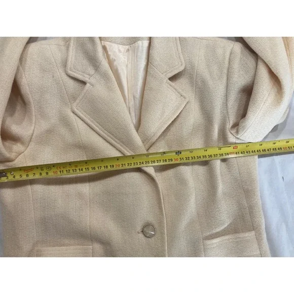 Stelli Womens Cream Tailored Mid-Length Overcoat Dress Coat Fall Wool Monochrome - Picture 5 of 6